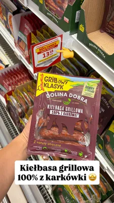Kiełbasa grillowa 100% z karkówki Dolina Dobra promocja w Auchan