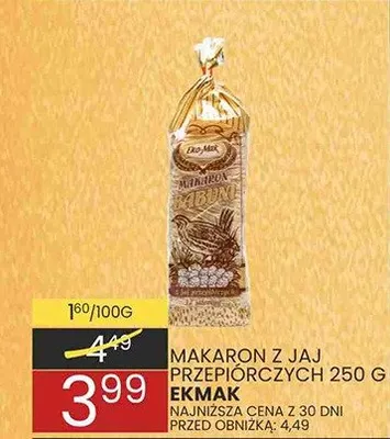 Makaron kluska z 12 jaj przepiórczych Goliard promocja w Wafelek