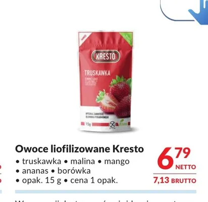 Owoce liofilizowane Kresto malina promocja w Makro