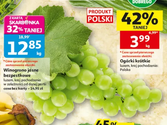 Winogrono jasne bezpestkowe promocja w Auchan