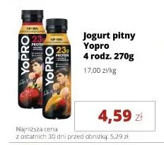 Jogurt pitny YoPro truskawka-malina promocja w Torimpex Toruńska Sieć Sklepów Spożywczych