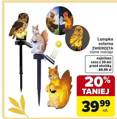 Lampa solarna zwierzęta różne rodzaje promocja w Carrefour