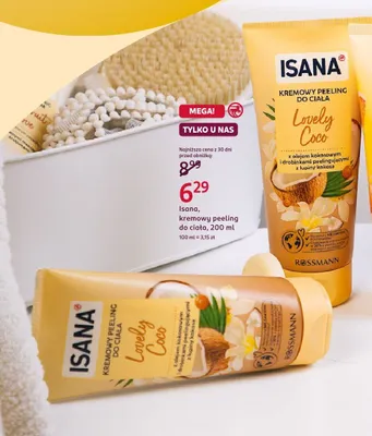Kremowy peeling do ciała Isana Lovely Coco promocja w Rossmann