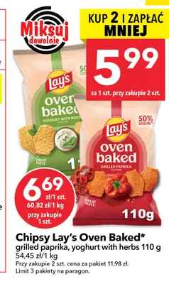 Chipsy Lay's Oven Baked grilled paprika promocja w LEWIATAN