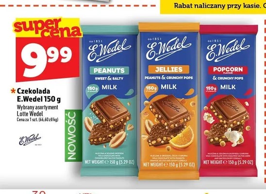 Czekolada mleczna Popcorn & Crunchy Pops E.Wedel promocja w TOPAZ