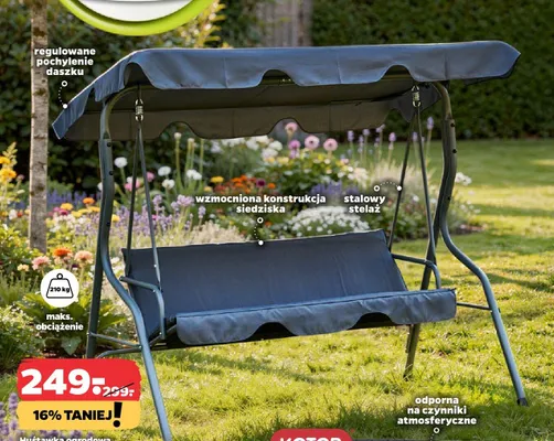 Huśtawka ogrodowa z zadaszeniem promocja w Netto