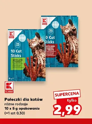 Pałeczki dla kotów z wołowiną drobiem i drożdżami K-Classic promocja w Kaufland