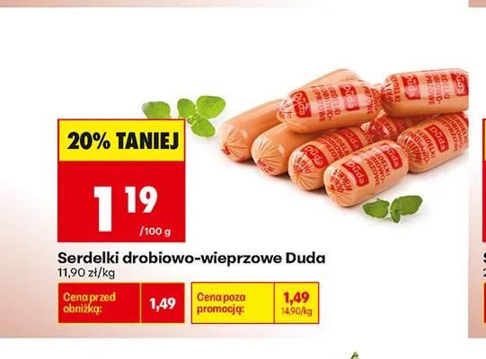 Serdelki drobiowo-wieprzowe Duda promocja w Biedronka