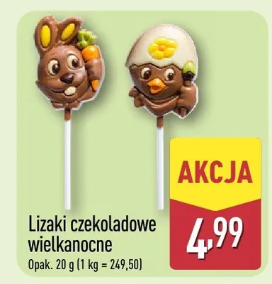 Lizaki czekoladowe wielkanocne promocja w Aldi