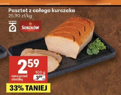 Pasztet z całego kurczaka Sokołów promocja w Delikatesy Centrum