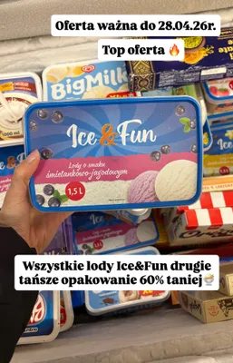 Lody Ice&Fun o smaku śmietankowo-jagodowym promocja w Dino