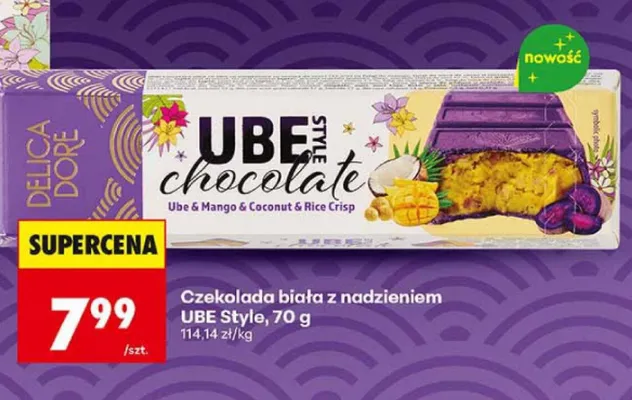 Czekolada biała z nadzieniem UBE Style promocja w Biedronka