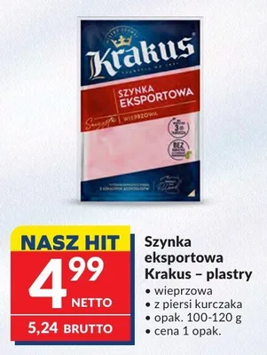 Szynka eksportowa Krakus - plastry promocja w Makro