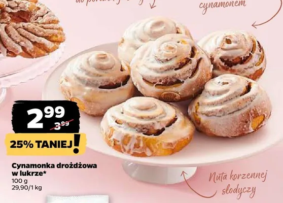 Cynamonka drożdżowa w lukrze promocja w Netto