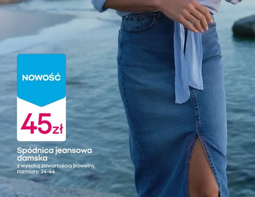 Spódnica jeansowa damska z wysoką zawartością bawełny promocja w Pepco