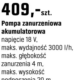 Pompa zanurzeniowa akumulatorowa promocja w OBI