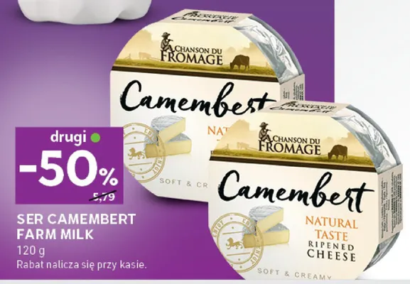 Ser Camembert Chanson Du Fromage Farm Milk Natural Taste promocja w Stokrotka