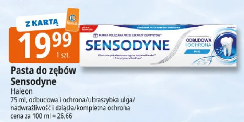 Pasta do zębów Sensodyne odbudowa i ochrona promocja w Leclerc