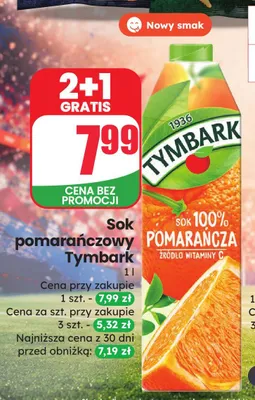 Sok pomarańczowy Tymbark promocja w Dino