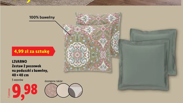 Zestaw 2 poszewek na poduszki z bawełny LIVARNO promocja w Lidl