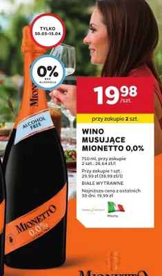 Wino musujące Mionetto 0,0% promocja w Stokrotka