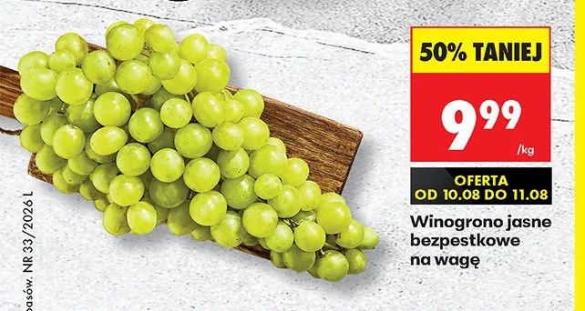 Winogrono jasne bezpestkowe na wagę promocja w Biedronka