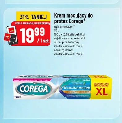 Krem mocujący do protez Corega Delikatnie Miętowy XL promocja w POLOmarket