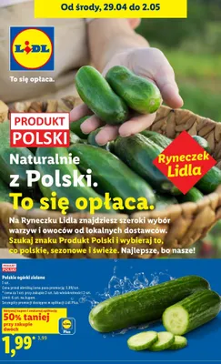 Ogórki zielone polskie promocja w Lidl