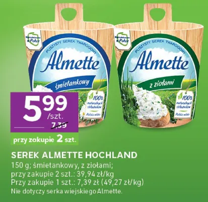 Serek Almette Hochland z ziołami promocja w Stokrotka