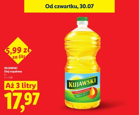 Olej rzepakowy Kujawski promocja w Lidl