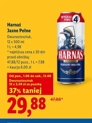 Piwo Harnaś Jasne Pełne 12-pak promocja w Lidl