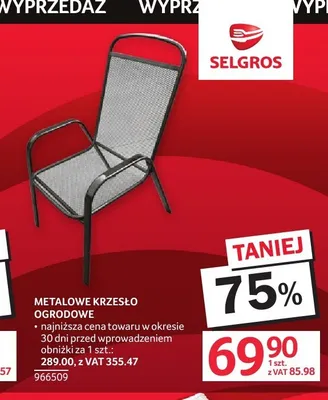 Metalowe krzesło ogrodowe promocja w Selgros