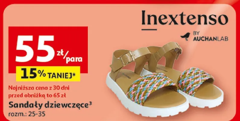 Sandały dziewczęce Inextenso promocja w Auchan