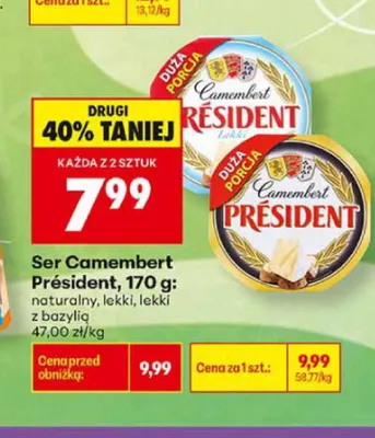 Ser camembert Président naturalny promocja w Biedronka