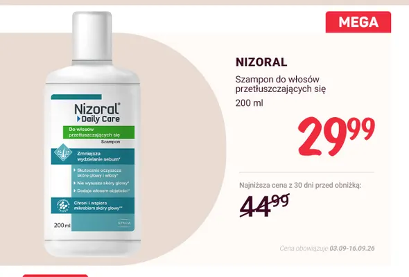 Szampon do włosów przetłuszczających się Nizoral promocja w Rossmann