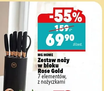 Zestaw noży w bloku Rose Gold, 7 elementów promocja w Biedronka