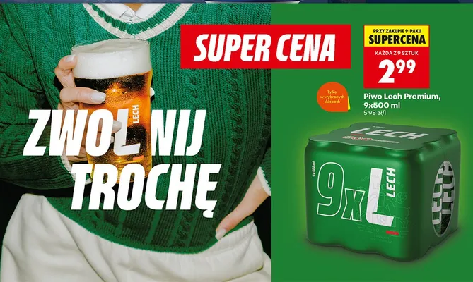 Piwo Lech Premium 9x500 ml promocja w Biedronka