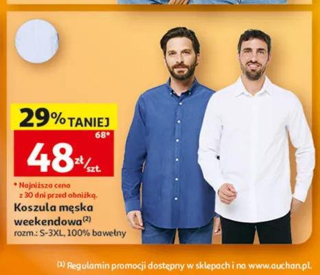 Koszula męska weekendowa Inextenso promocja w Auchan