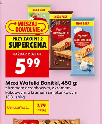 Maxi Wafelki Bonitki z kremem śmietankowym promocja w Biedronka