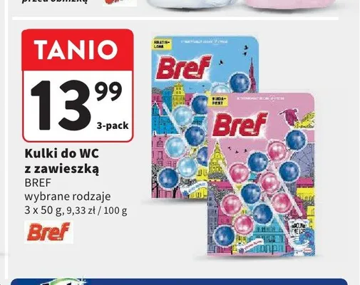 Kulki do WC z zawieszką Bref 3-pak 50g promocja w Intermarche
