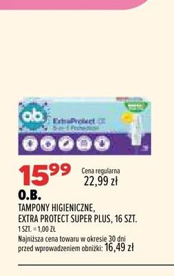 Tampony higieniczne Extra Protect Super Plus O.B. promocja w Drogerie Natura