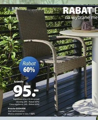 Krzesło GUDHJEM stal i technorattan promocja w Jysk