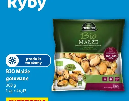 Małże bio gotowane Primavera promocja w Lidl
