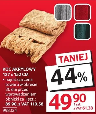 Koc akrylowy 127x152cm promocja w Selgros