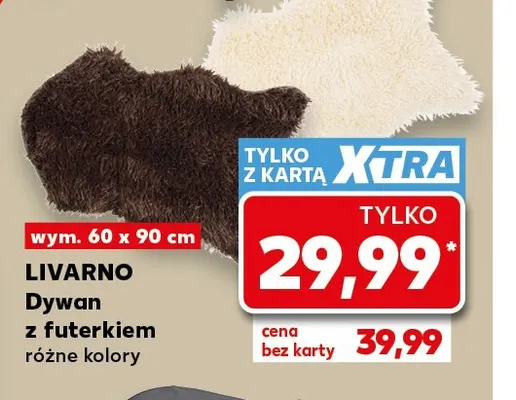 Dywan z futerkiem Livarno 60x90 cm promocja w Kaufland