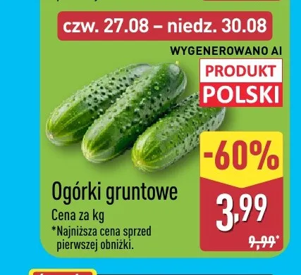 Ogórki gruntowe promocja w Aldi