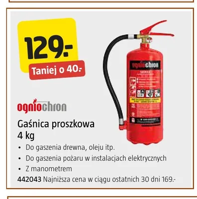 Gaśnica proszkowa 4 kg Ogniochron promocja w Jula