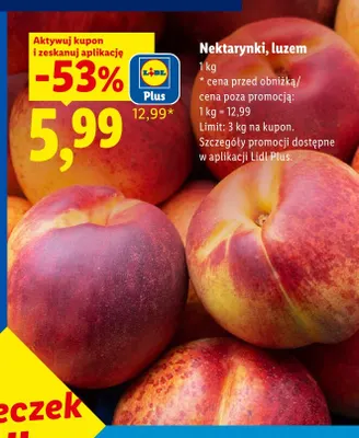 Nektarynki luzem promocja w Lidl