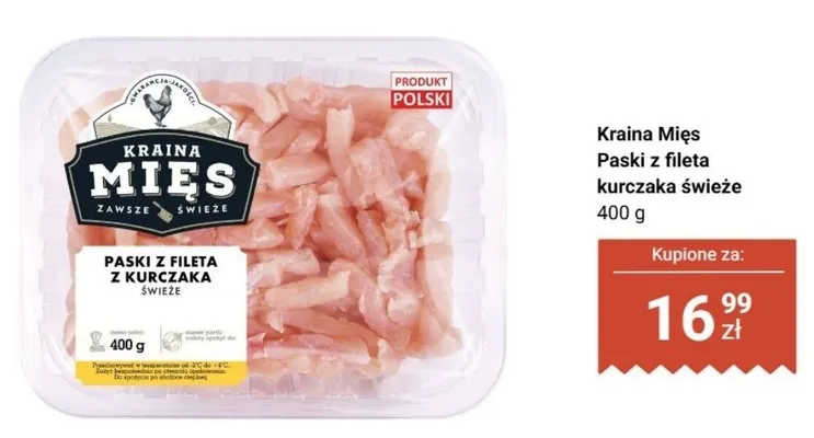 Paski z fileta kurczaka świeże Kraina Mięs promocja w Biedronka