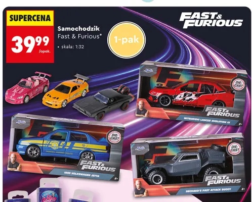 Samochodzik Fast & Furious skala 1:32 promocja w Biedronka